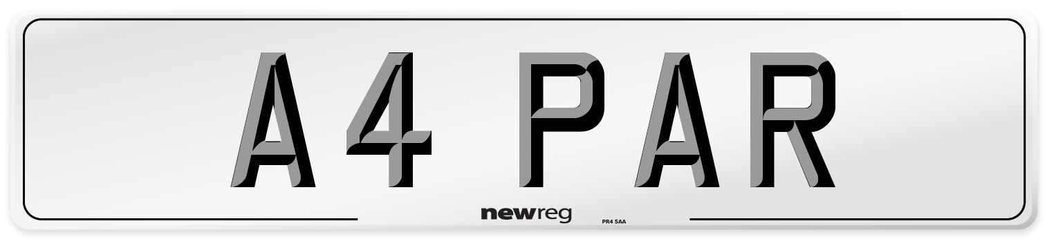 A4 PAR Number Plate from New Reg